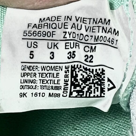 Converse Chuck Taylor All Star Low Top Green Canvas Shoe Women Sz 5 Stretch Back - Picture 10 of 12